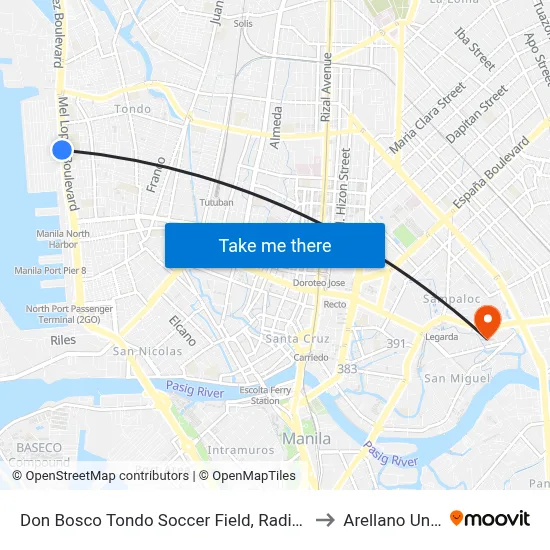 Don Bosco Tondo Soccer Field, Radial Road 10, Manila to Arellano University map