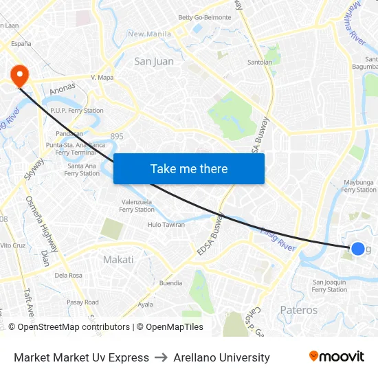 Market Market Uv Express to Arellano University map