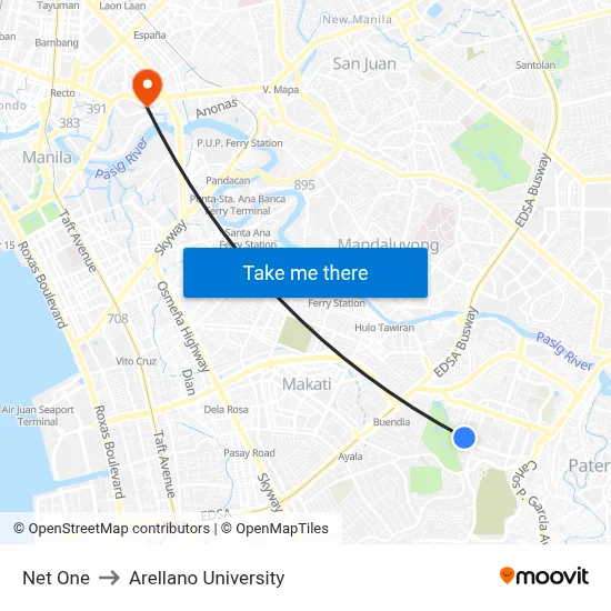 Net One to Arellano University map