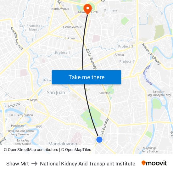 Shaw Mrt to National Kidney And Transplant Institute map