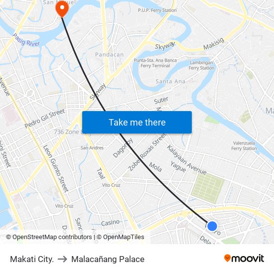 Makati City. to Malacañang Palace map