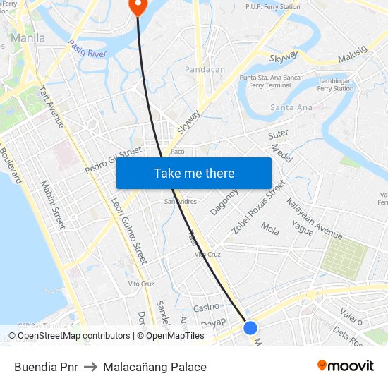 Buendia Pnr to Malacañang Palace map