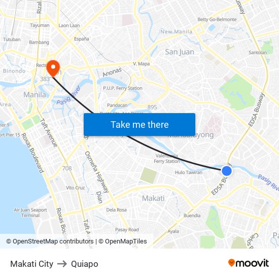 Makati City to Quiapo map