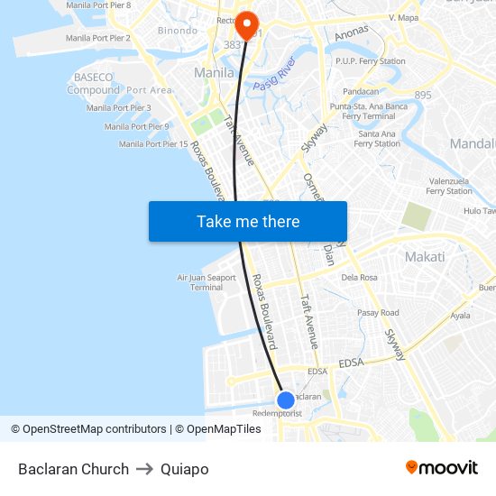 Baclaran Church to Quiapo map