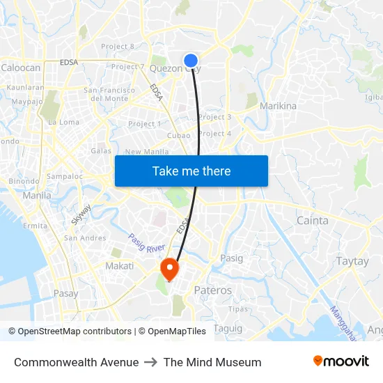 Commonwealth Avenue to The Mind Museum map