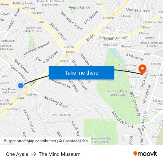 One Ayala to The Mind Museum map