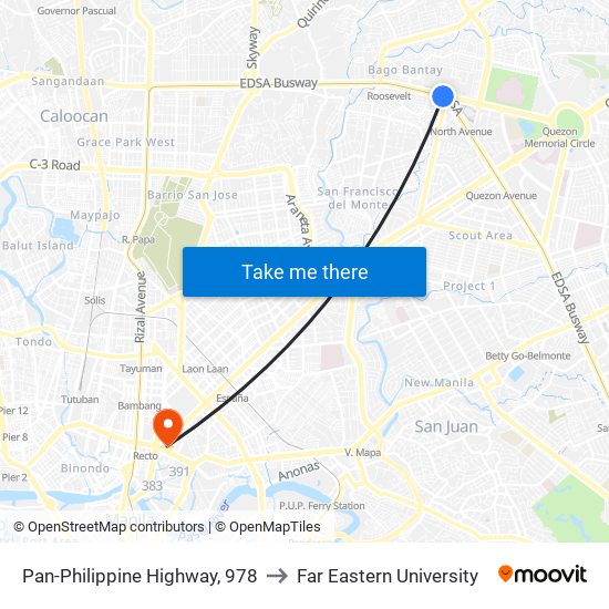 Pan-Philippine Highway, 978 to Far Eastern University map