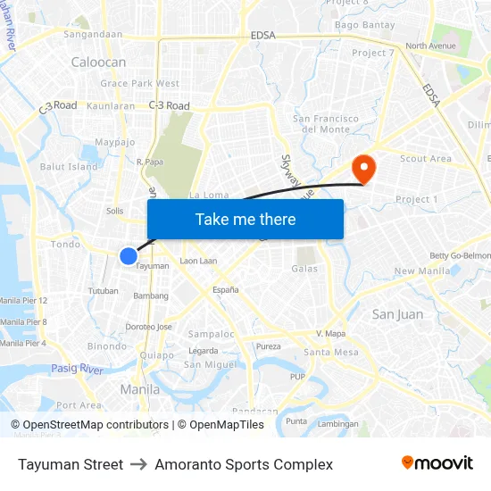 Tayuman Street to Amoranto Sports Complex map
