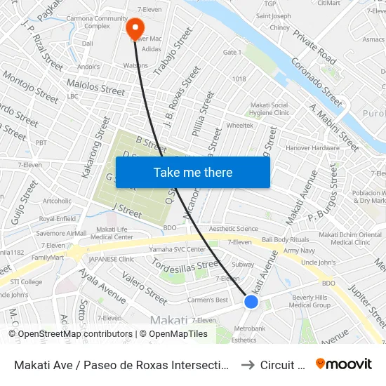 Makati Ave / Paseo de Roxas Intersection, Makati City, Manila to Circuit Makati map