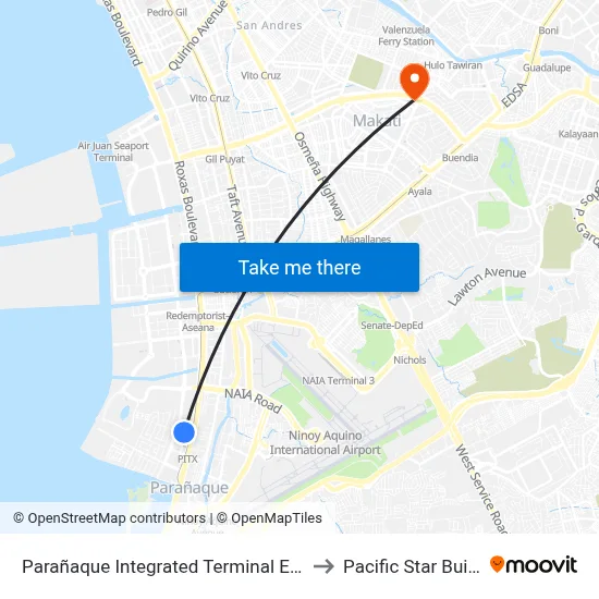 Parañaque Integrated Terminal Exchange to Pacific Star Building map