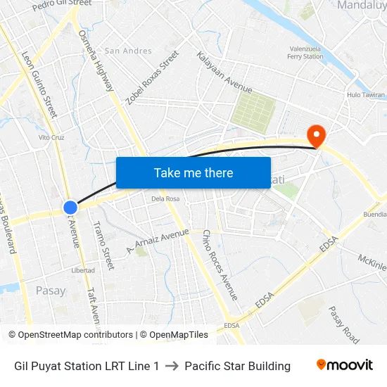 Gil Puyat Station LRT Line 1 to Pacific Star Building map