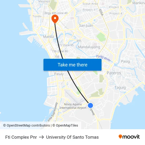 Fti Complex Pnr to University Of Santo Tomas map