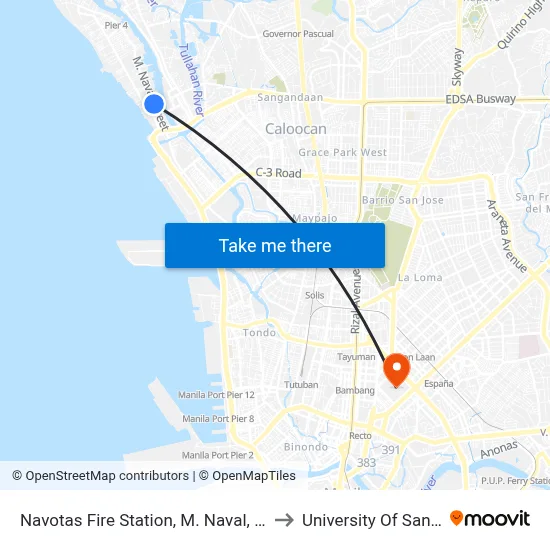 Navotas Fire Station, M. Naval, City Of Navotas to University Of Santo Tomas map