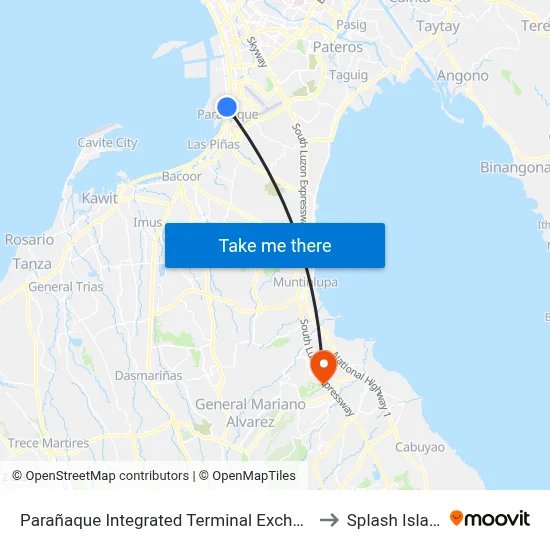 Parañaque Integrated Terminal Exchange to Splash Island map