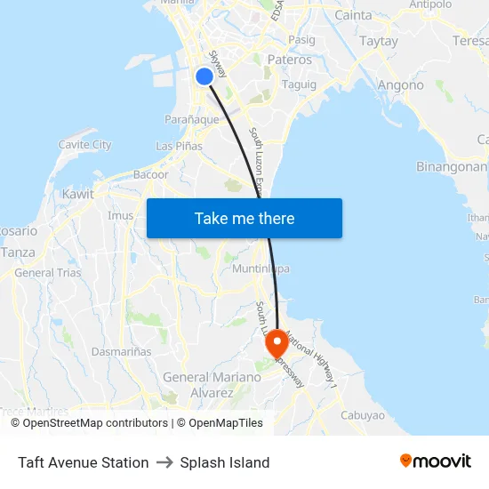 Taft Avenue Station to Splash Island map