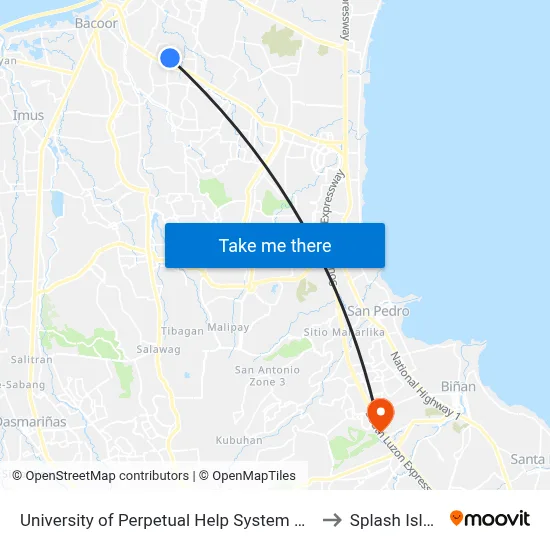 University of Perpetual Help System DALTA to Splash Island map