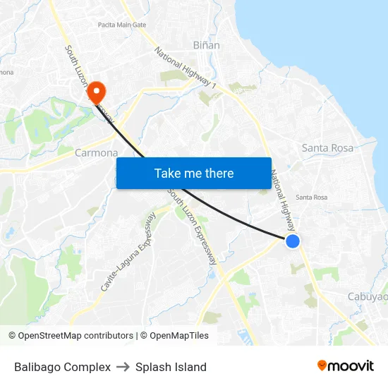 Balibago Complex to Splash Island map