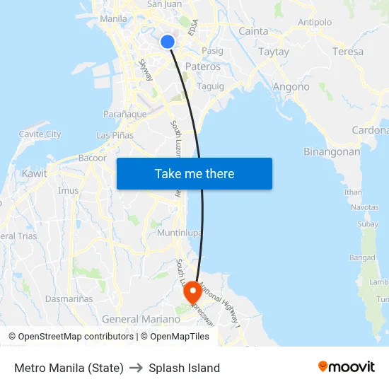 Metro Manila (State) to Splash Island map