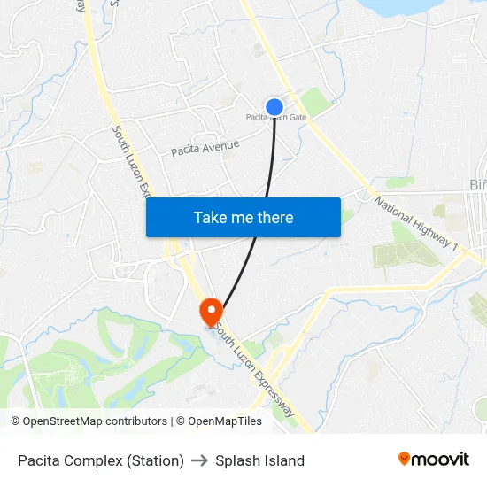 Pacita Complex (Station) to Splash Island map