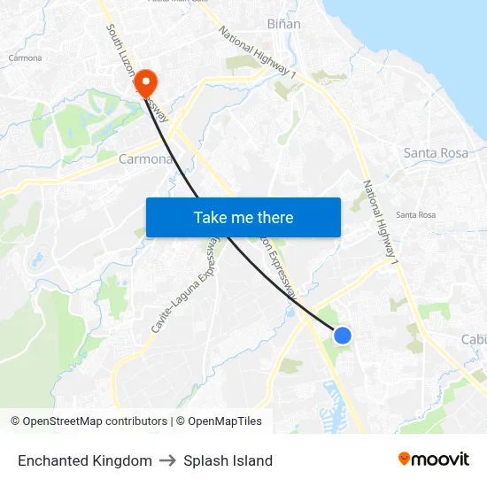 Enchanted Kingdom to Splash Island map