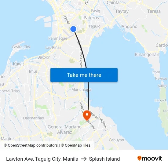 Lawton Ave, Taguig City, Manila to Splash Island map