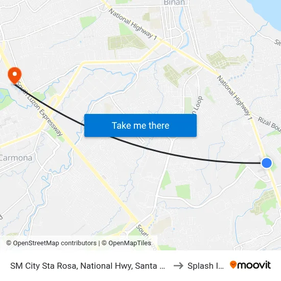 SM City Sta Rosa, National Hwy, Santa Rosa City, Manila to Splash Island map