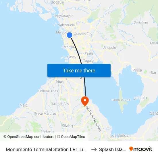 Monumento Terminal Station LRT Line 1 to Splash Island map