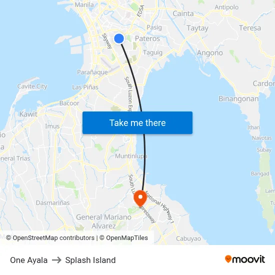 Intercontinental Manila to Splash Island map