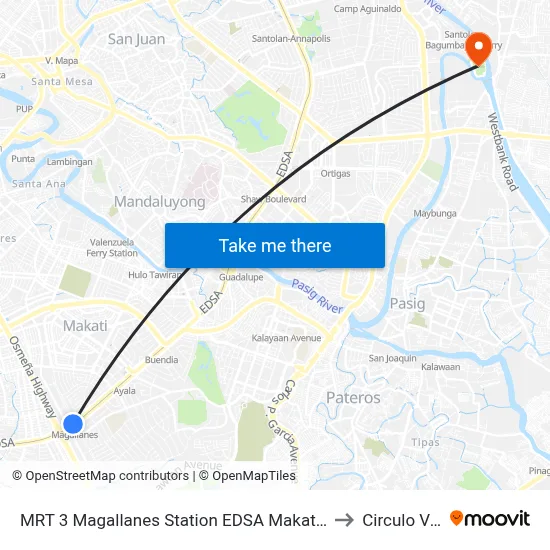 MRT 3 Magallanes Station EDSA Makati City Manila to Circulo Verde map