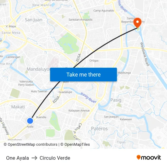 Intercontinental Manila to Circulo Verde map