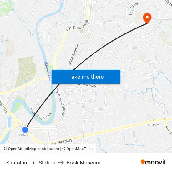 Santolan LRT Station to Book Museum map