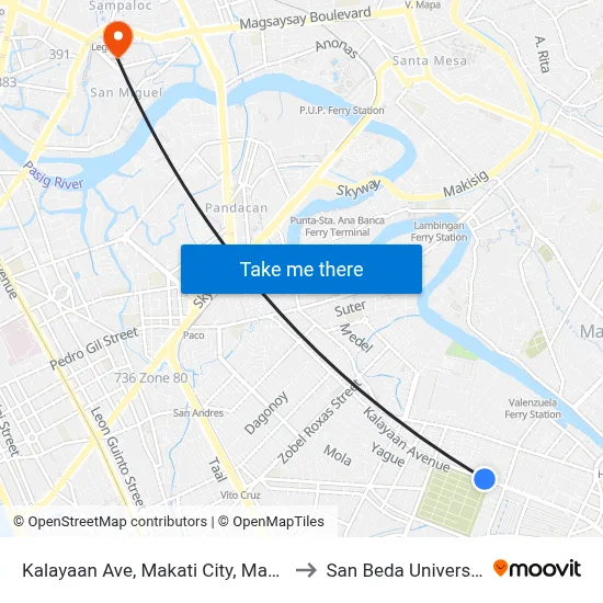 Kalayaan Ave, Makati City, Manila to San Beda University map