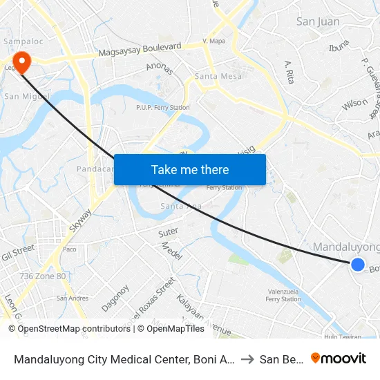 Mandaluyong City Medical Center, Boni Ave / Sto Rosario Intersection, Mandaluyong City, Manila to San Beda University map