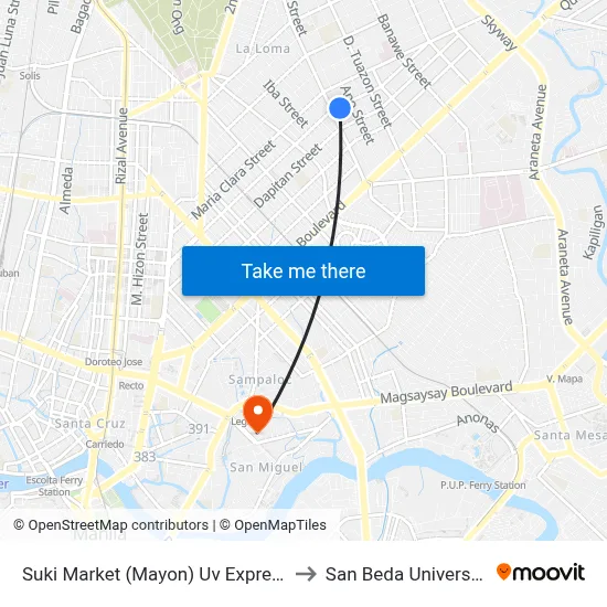 Suki Market (Mayon) Uv Express to San Beda University map