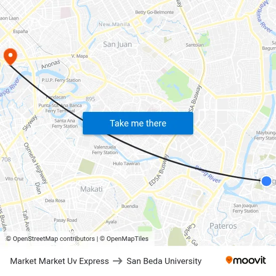 Market Market Uv Express to San Beda University map