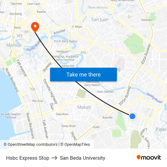 Hsbc Express Stop to San Beda University map