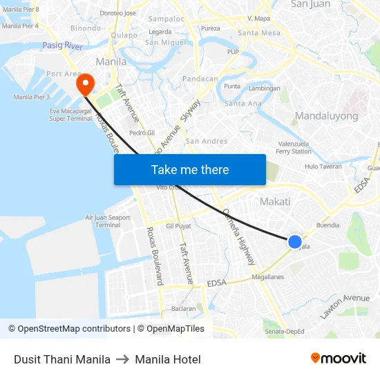 Dusit Thani Manila to Manila Hotel map