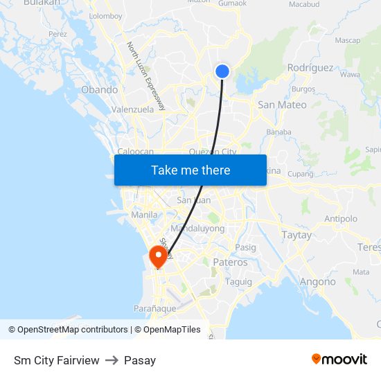 Sm City Fairview to Pasay map