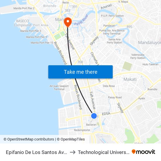 Epifanio De Los Santos Avenue, Lungsod Ng Pasay to Technological University Of the Philippines map