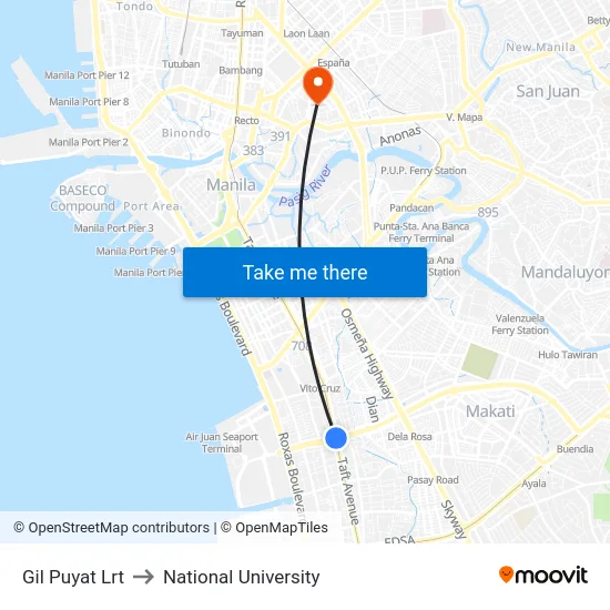 Gil Puyat Lrt to National University map