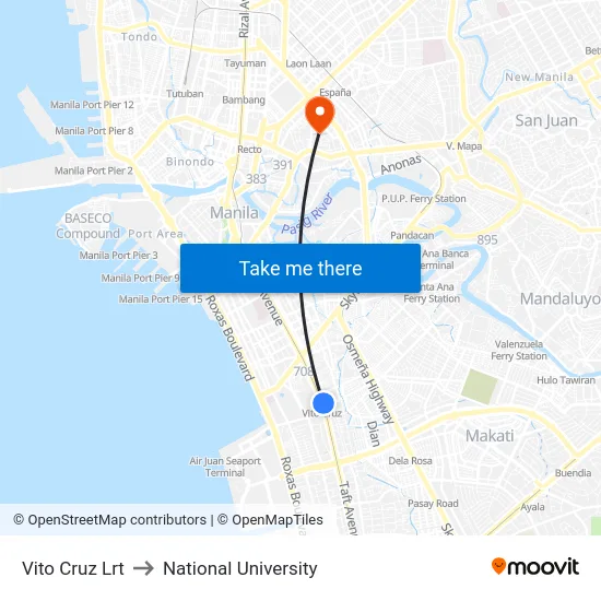 Vito Cruz Lrt to National University map