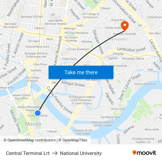 Central Terminal Lrt to National University map