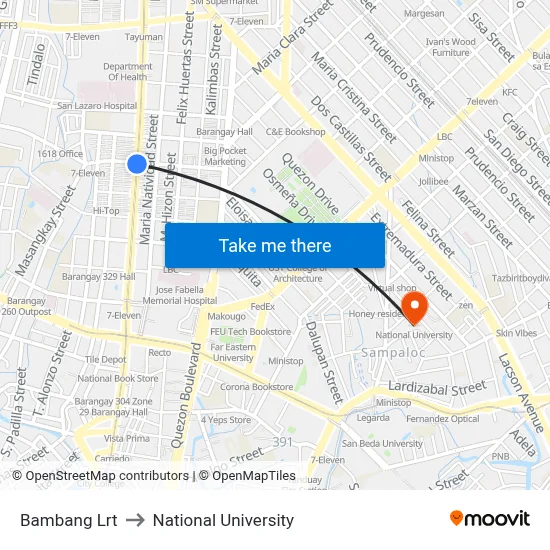 Bambang Lrt to National University map