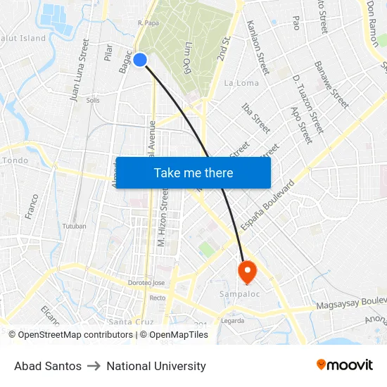 Abad Santos to National University map