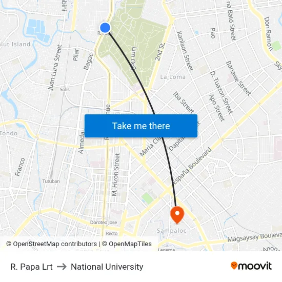 R. Papa Lrt to National University map