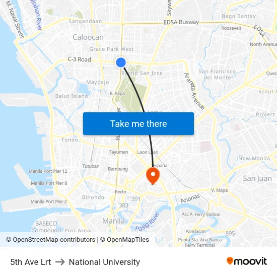 5th Ave Lrt to National University map