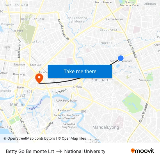 Betty Go Belmonte Lrt to National University map
