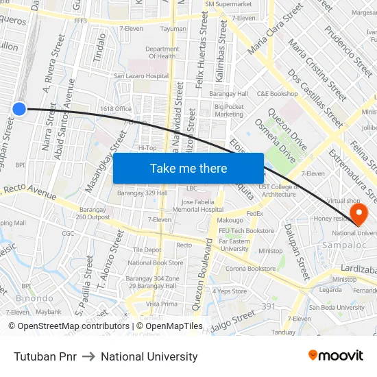 Tutuban Pnr to National University map
