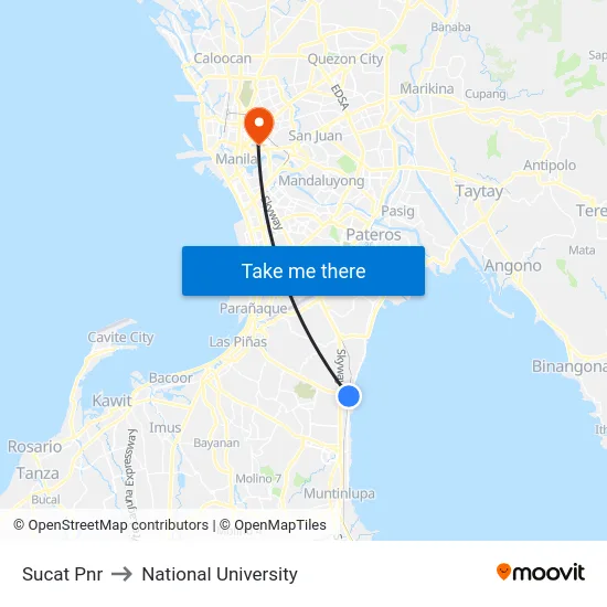 Sucat Pnr to National University map