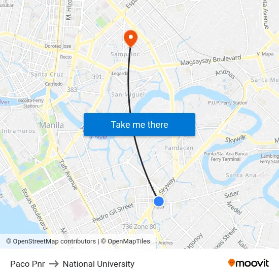 Paco Pnr to National University map